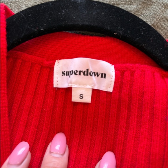 Superdown Nichole Cropped Sweater in Red - Picture 4 of 4